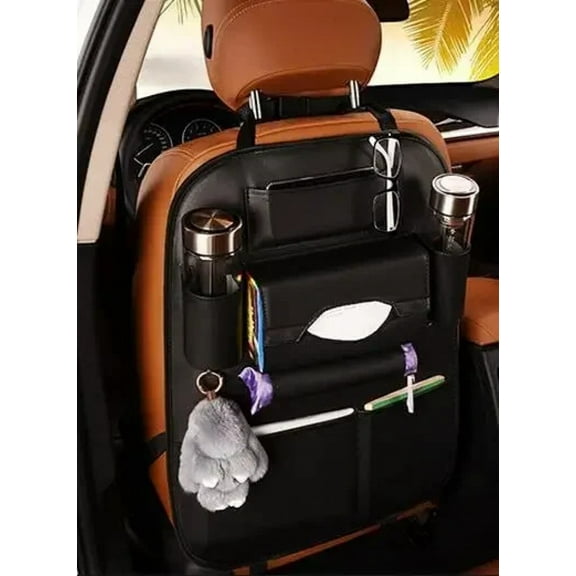 2024 New Car Seat back Storage Organizer Bag Universal PU Leather Multifunction Storage Box Stowing Tidying Pocket Auto Styling