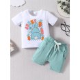 thumbnail image 3 of Jxzom Toddler Baby Boy Easter Outfits 3 6 12 18 Months 2T 3T Cartoon Rabbit Print Short Sleeve T-Shirt + Shorts Summer Clothes Set, 3 of 8