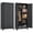 Black Arc with Lock, variant on Polup Metal Armoire Wardrobe Closet with Hanging Rod, 71" Tall Clothing Storage Cabinet with Adjustable Shelves,Black