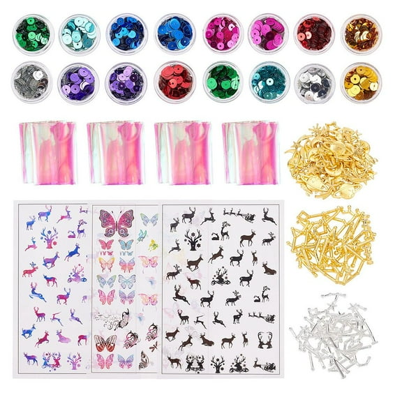 1Set DIY UV Resin Epoxy Resin Pressed Flower Jewelry with Alloy Links Open Back Bezel Alloy Cabochons Plastic Picture Mixed Color 9x9.5x1mm Hole: 5mm