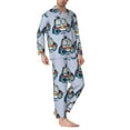 thumbnail image 2 of Naloa Police Car Men’s Pajamas Set - Long Sleeve Button Down Sleep Shirt and Pajama Bottoms Sleepwear Set-Small, 2 of 7