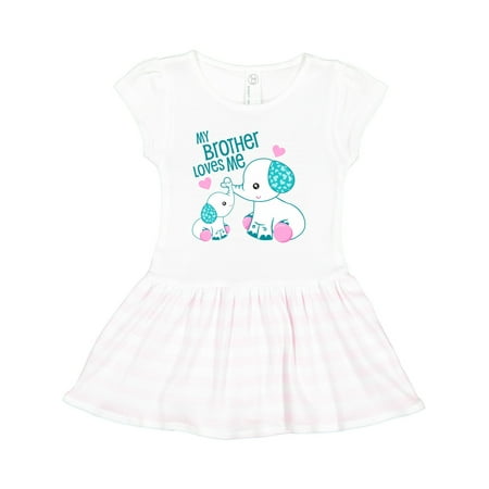 

Inktastic My Brother Loves Me-cute Elephants Gift Toddler Girl Dress