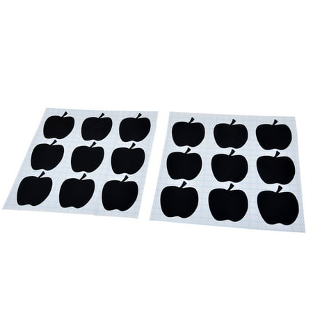 - Kitchen PVC Apple Pattern DIY Jars Glass Blackboard Stickers Labels Black 9 Pcs