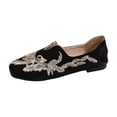 thumbnail image 3 of Women's Retro Embroidered Loafers, Soft Sole Comfortable Flat Shoes, Spring Summer Casual Slip On Moccasins, Plus Size Low Heel Walking Shoes, Breathable Lightweight Dress Shoes for Daily Wear, 3 of 10