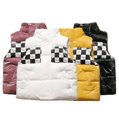 

KYAIGUO Boys Girls Kids Baby Puffer Vest Jacket Toddler Fall Winter down Waistcoat Coats Long Sleeves Light Warm down Padded Sleeveless Jacket Size 3-10 Years