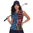 thumbnail image 6 of HUIACONG Distressed Flag Print Half Zip Neck Collar Ladies Golf Shirt, Sleeveless Fashion Versatile Sleeveless Golf Shirts for Tennis Outdoor Sports Running, 6 of 7