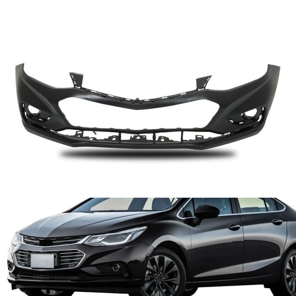 Front Bumper Cover Unpainted Fit for Chevrolet Cruze 2016 2017 2018, without Park Assist Sensor Hole, 16-18 Cruze Bumper Cover