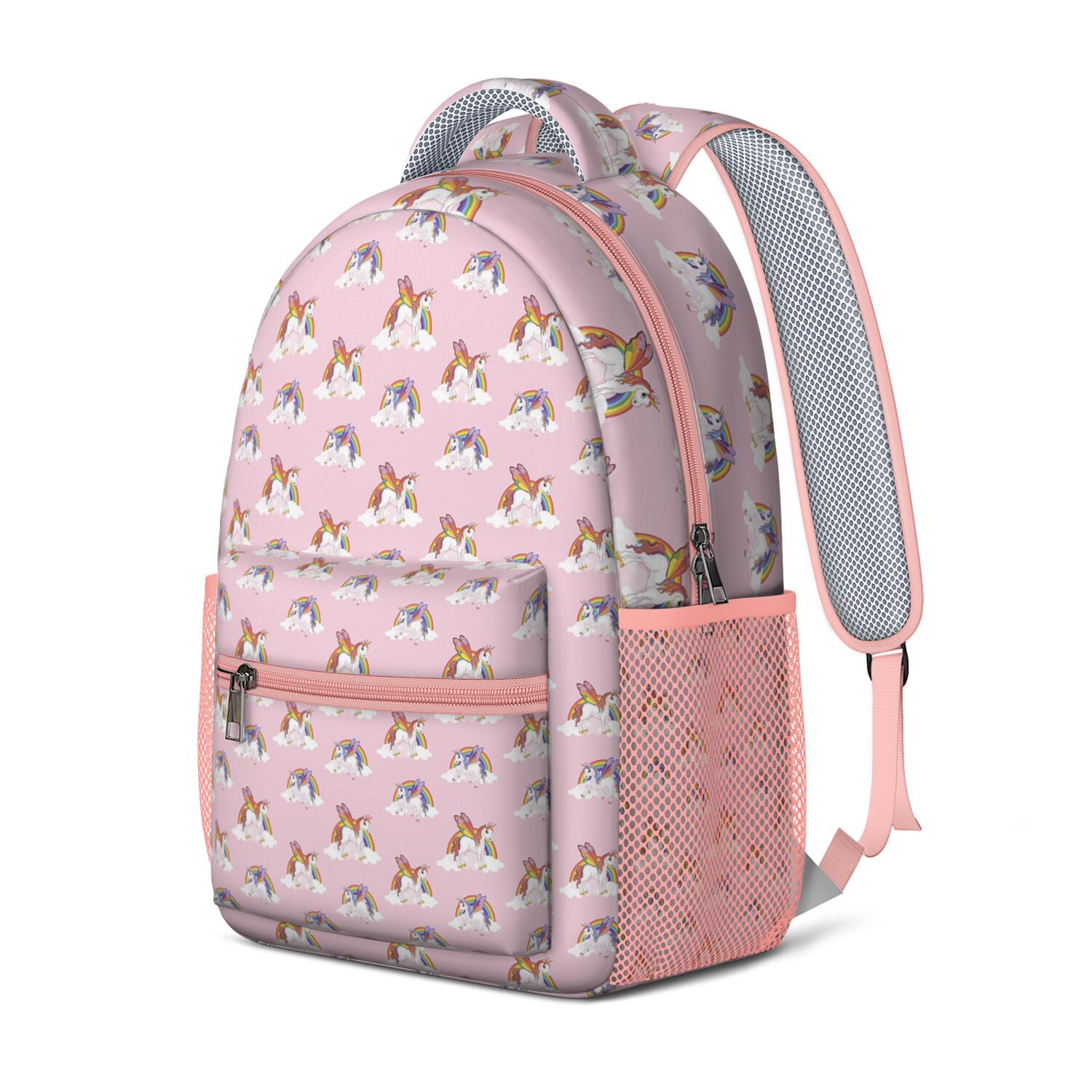 Unicorn & Mystical Forest Backpack - Durable Waterproof Student Bag with Breathable Mesh Straps & Spacious Main Compartment