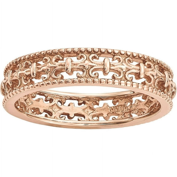 Sterling Silver Pink-Plated Carved Band