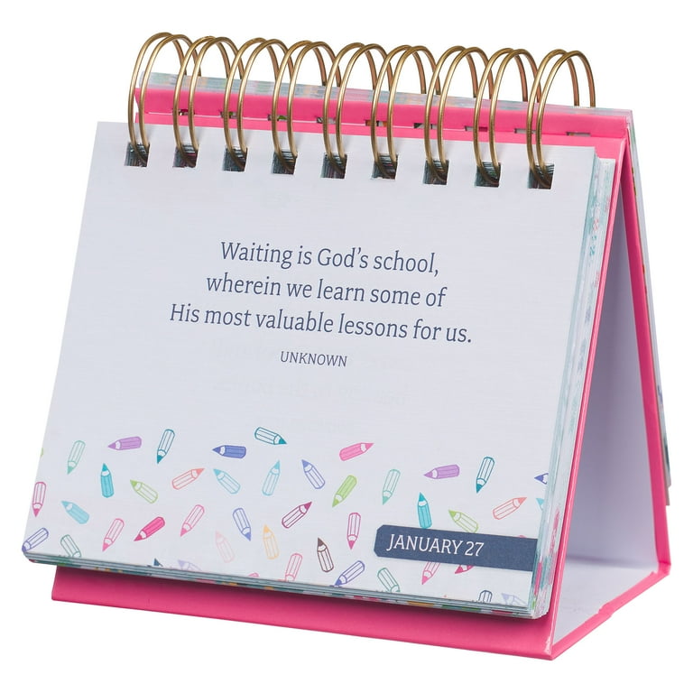 Christian Art Gifts Women's Wirebound Inspirational Perpetual Desk Calendar:  Blessings for a Great Teacher - 366 Day Double-sided Colorful, Floral  w/Daily Motivational Quotes & Encouraging Scripture - Walmart.com