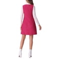 thumbnail image 3 of INSPIRE CHIC Tweed Dress for Women's Sleeveless Square Neck Button Down A-Line Pinafore Overall Dresses XS Hot Pink, 3 of 6