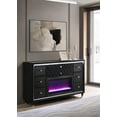 thumbnail image 2 of Coaster Lorient 8-Drawer Velvet Upholstered LED Flame Box Dresser in Black, 2 of 14