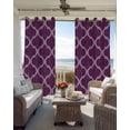 thumbnail image 4 of Purple Plaid Blackout Curtains 63 Inch Length Retro Country Moroccan National Geometrical Plaid Thermal Insulated Window Curtain Window Drapes 2 Panels for Bedroom Living Room 42"Wx63"L, 4 of 9