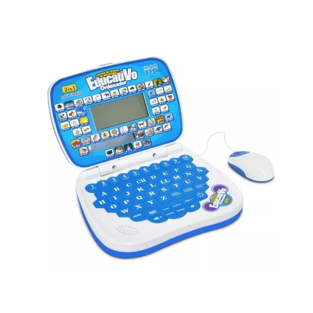 Mini computadora De Juguete Bilingüe Español/inglés P/niños, Azul/Blanco