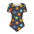 thumbnail image 2 of Women Slim Romper Cartoon Print Short Sleeve Round Neck Playsuit Home Sleepwear, 2 of 11