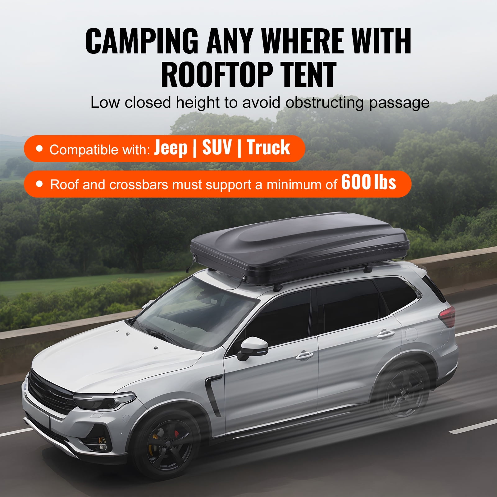 KFFKFF Hard Shell Rooftop Tent, Model for 2-3 People, Includes Thick Mattress and Telescopic Ladder, Waterproof and Windproof, Suitable for Jeep, SUV, Van, and Pickup Trucks