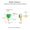thumbnail image 4 of Rosec Jewels 1.25 CT Natural Emerald Stud Earrings with Diamond Stone, Heart Shape Emerald Earrings for Women, 18K White Gold, 4 of 8