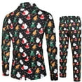 thumbnail image 3 of Adult Mens Christmas Suits 2 Piece Ugly Christmas Print Xmas Jacket Blazer And Pant Set Slim Fit Winter Party One Button Christmas Suit, 3 of 8