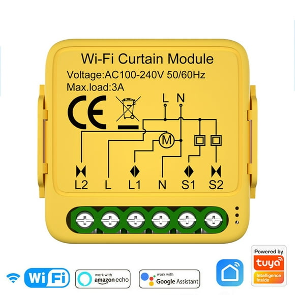 WIFI Intelligent Curtain Module Louver Switch Electric Motorized Curtain Roller Shutter Control Switch APP Remote Controls Compatible with and Assistant for Voice Control Gateways Needed