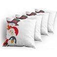 thumbnail image 5 of Ambesonne Christmas Throw Pillow Cover 4 Pack, Happy Santa Penguin, 24", Charcoal Grey Red White, 5 of 7