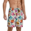 thumbnail image 2 of Kdxio Skulls and Roses Print Mens Sleep Shorts Bottoms Soft Comfy Pajama Wear Pants with Drawstring Pockets, 2 of 7