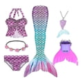 thumbnail image 1 of Summer Girl Mermaid Tail With Monofin Halloween Costume Princess Dress Swimsuit Bikini Bathing Suit For Swim, 1 of 3
