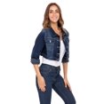 thumbnail image 3 of Womens Plus Size Button Closed Cropped Jean Jacket Stretch Ladies Denim Jacket Oversize Coat, 3 of 6