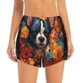 thumbnail image 4 of Lsque Cute Colorful Flower French Bulldog Printed Women's Running Shorts with Liner Pockets,Elastic Quick Dry Workout Athletic Gym Yoga Shorts,Womens High Waist Shorts-Large, 4 of 9