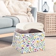 thumbnail image 3 of Yayeee Collapsible Cube Storage Bin with Lid Fabric Closet Decorative Basket with Handles, Green Wildflower Pattern, 3 of 7