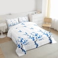 thumbnail image 3 of Homewish Graffiti Floral Bedding Comforter Set,Peach Flower Twin Comforter Sets,Blue White Bedding Set For Boys Kids,Microfiber Bedroom Decor Reversible,2pcs, 3 of 8