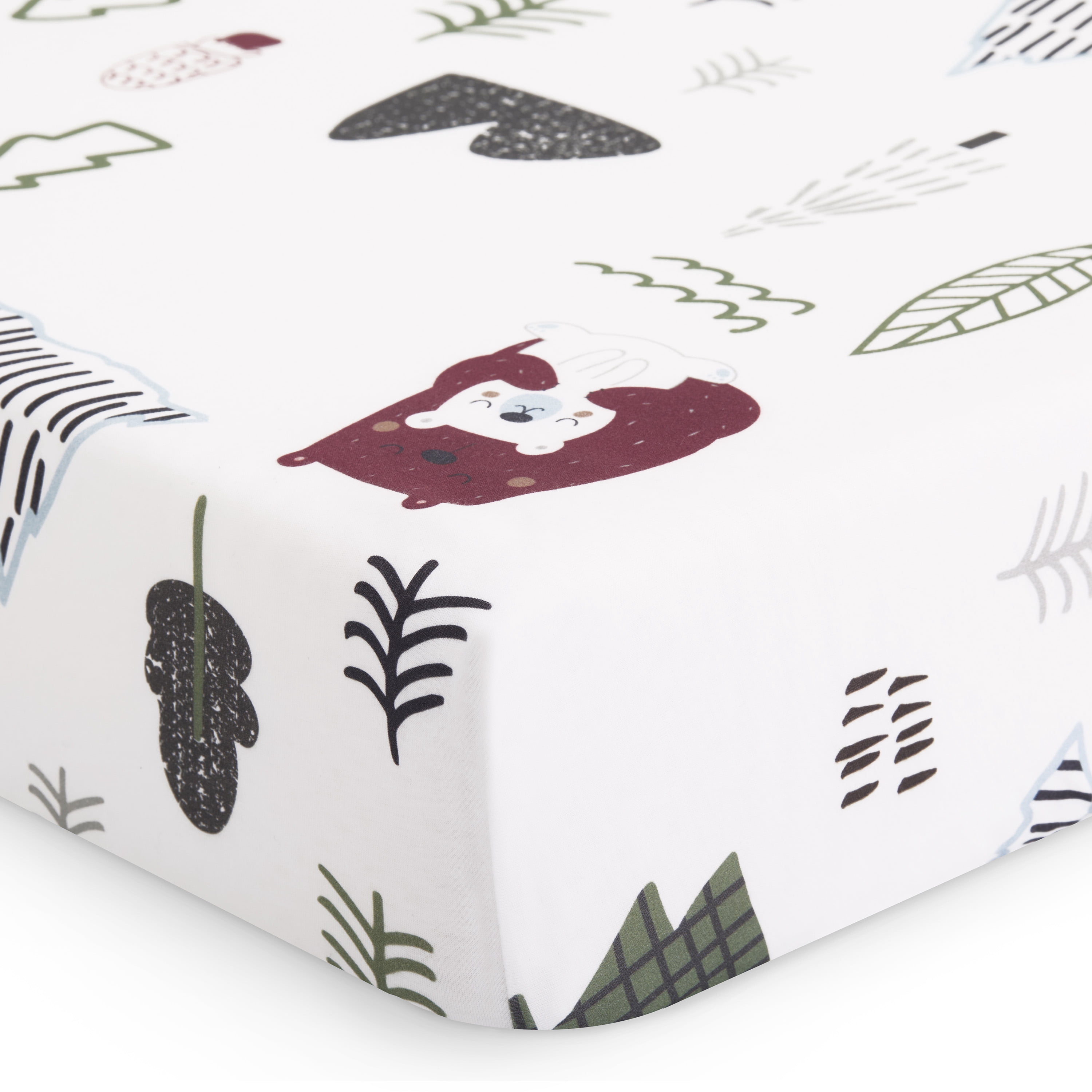 Evolur Grizzly Bear Collection ( 2pc Sheet Set ), Rocky Dark Grey & Bear Print