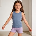 thumbnail image 5 of CYRBOKO Girls Tank Tops, Sleeveless Casual Knit Ribbing Athletic Summer Tops for Kids Blue Size 6 T, 5 of 7