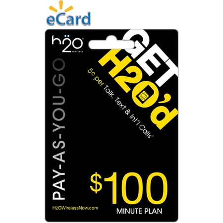 h2o Cell Service Prepaid Calling Card for Pay As You Go Refill, (Email Delivery)