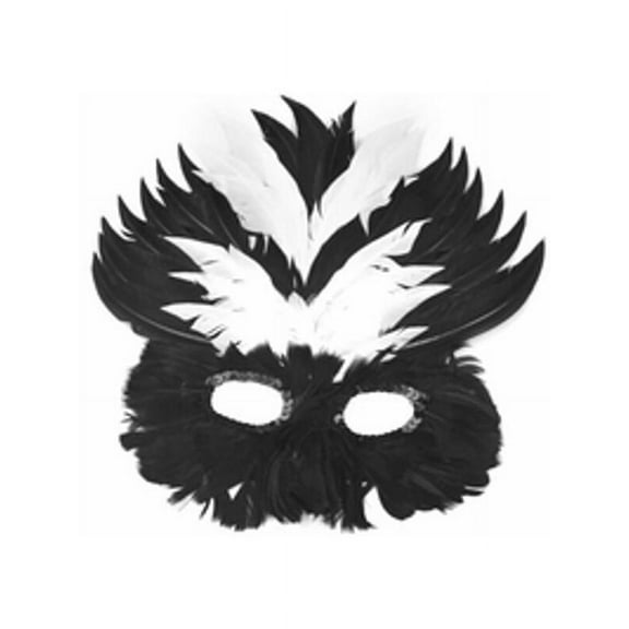 Adult Black & White Feather Eye Mask