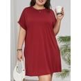 thumbnail image 3 of SIEANE Womens Plus Size Dress Casual Loose T-Shirt Dress with Pockets 1X-5X, 3 of 6