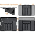 thumbnail image 2 of YOSUOPOC Expandable Kitchen Drawer Organizer, Adjustable Silverware Tray with 6-9 Slots, Fits 13.2 to 22 Inch Drawers, BPA-Free Utensil Divider for Spoons Forks Knives, 2 of 9