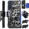 thumbnail image 1 of Compatible with Samsung Galaxy S22 6.1" Hybrid Card Holster Phone Case Cover (Skull Rose), 1 of 1
