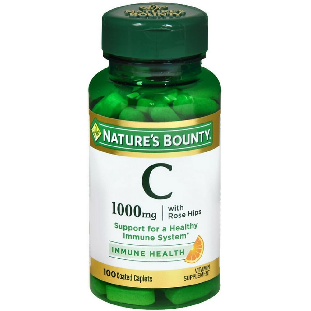 Nature's Bounty Vitamin C 1000 mg Plus Rose Hips Caplets 100 ea (Pack