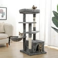 thumbnail image 2 of Demi Bonn 44" Multi-Level Cat Tree Tower Cat Condo with Scratching Posts, Jump Platform Top Perch, Hammock and Dangling Ball, Gray, 2 of 7