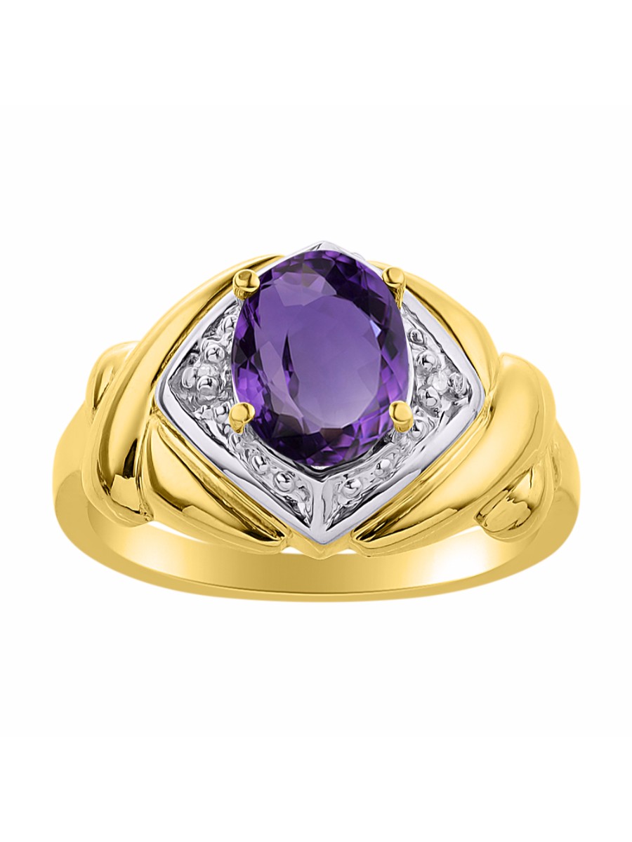 Details about / Diamond /& Amethyst Ring Sterling Silver or Yellow Gold Plated