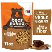 Bear Naked Cacao & Cashew Butter Crunch Granola Cereal, Good Source of Fiber, Gluten Free, 11 oz