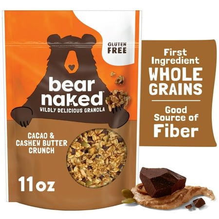 Bear Naked Cacao & Cashew Butter Crunch Granola Cereal, Good Source of Fiber, Gluten Free, 11 oz