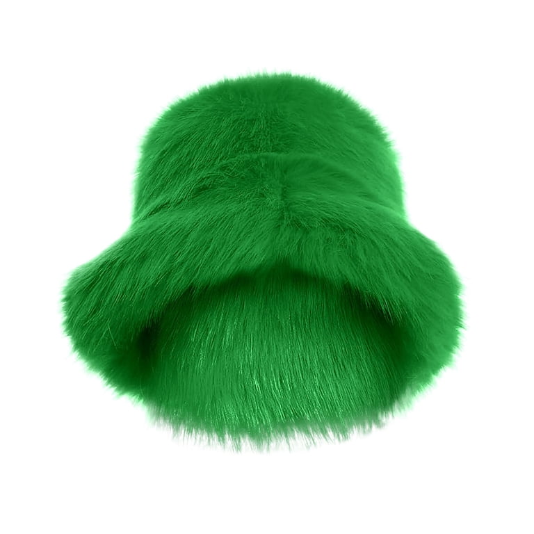 Faux Fur Bucket Hat for Women, Plush Fuzzy Winter Fisherman  display picture 3