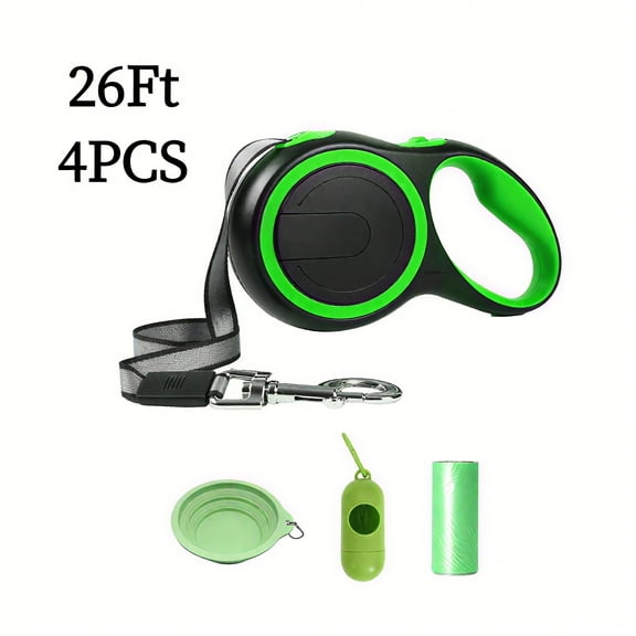 RYLZX 4Pack -26ft Dog Leash for Small Medium Large Dogs Up to 110lbs, 360° Tangle-Free Strong Reflective Nylon Tape, with Anti-Slip Handle, One-Handed Brake