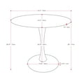 thumbnail image 3 of CorLiving Ivo Modern Round Brown Engineered Wood and Black Steel Pedestal Dining Table - Small Pedestal Dining Room Table for 3, Ideal Small Round Kitchen Table, Bistro Cafe Table, 3 of 6