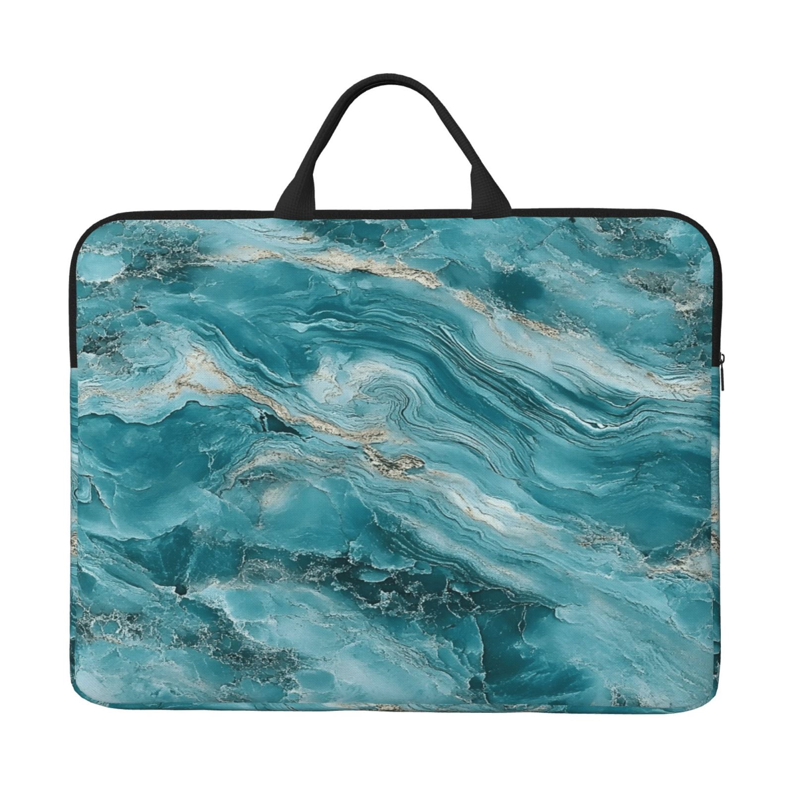 Laptop Sleeve Bag For Women Men 14inch Waterproof Durable Protective Computer Carrying Cover Handle Laptop Case Bag Teal Marble_2
