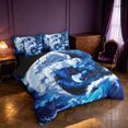 thumbnail image 2 of Manfei Eastern Dragon Animals 7-Piece Twin Bedding,Traditional Ocean Wave Cloud Bedding Comforter Set,Blue,Black Reversible, 2 of 6