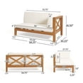 thumbnail image 6 of Elisha Outdoor 7 Seater Acacia Wood Sectional Sofa Set, Teak and Beige, 6 of 15