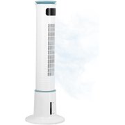 Simple Deluxe 43-Inch Oscillating Tower Fan with Mist Function and Remote Control, 12 Speeds, 3 Modes and 15H Timer, for Bedroom and Indoor Home Office, White