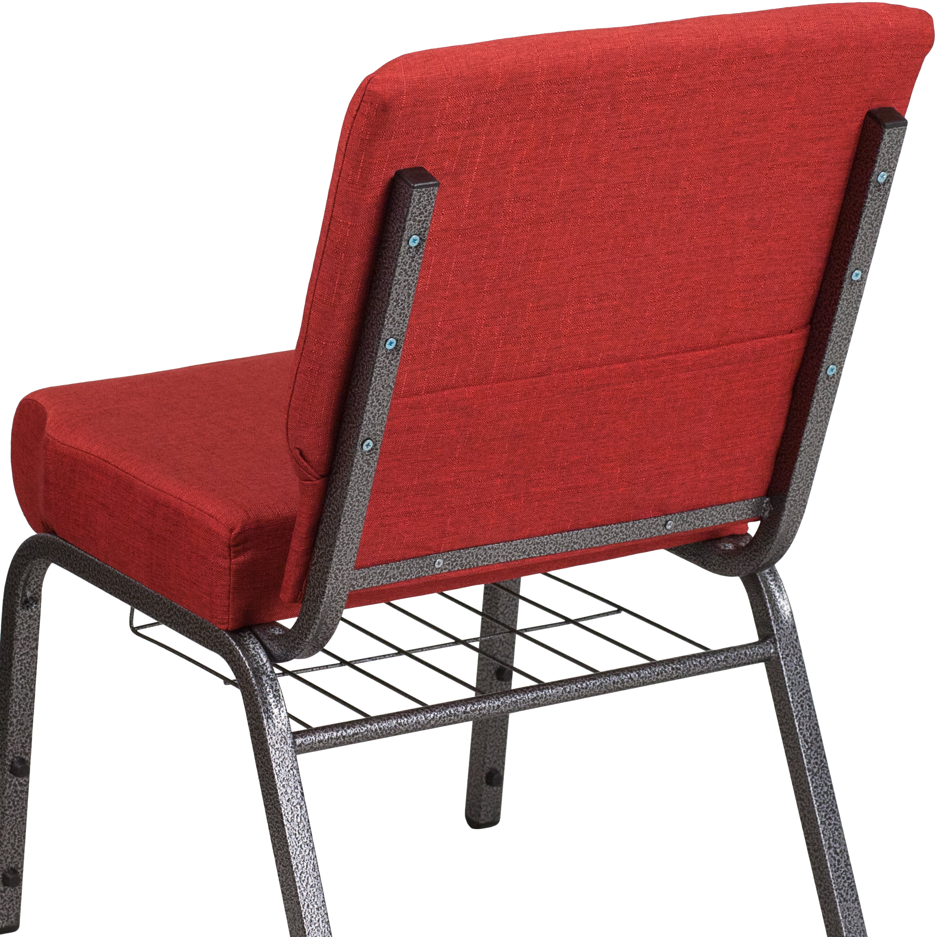 Flash Furniture HERCULES Series 21''W Church Chair in Crimson Fabric with Cup Book Rack - Silver Vein Frame - image 5 of 9
